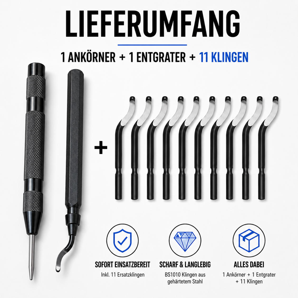 Entgrater & Ankörner Set – Schwarz