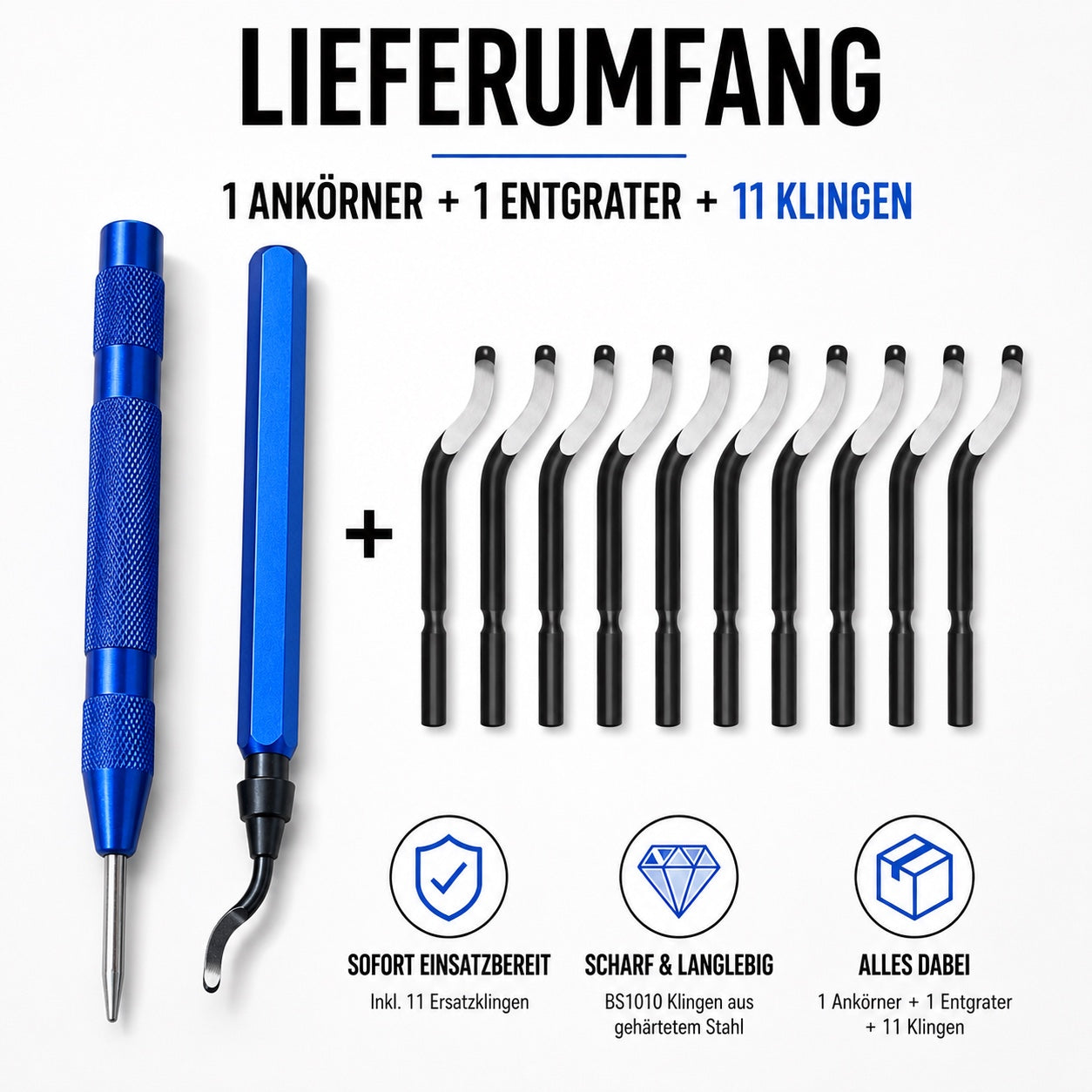Entgrater & Ankörner Set – Blau