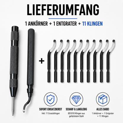 Entgrater & Ankörner Set – Schwarz